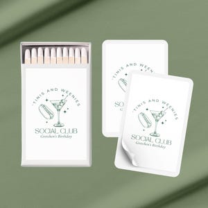 Tinis and Weenies Match Labels | Tinis and Weenies Birthday Favors | Dirty Martini Birthday Match Box Labels (LABEL ONLY)