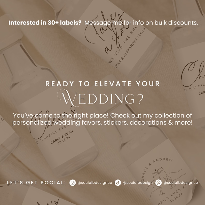 Ready to elevate your wedding? Check out my collection of personalized wedding favors, wedding stickers, wedding decorations & more!

Social B Design Co.