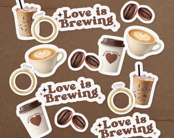 Confeti "Love is Brewing" / Decoraciones para despedidas de soltera "Love is Brewing" / Decoración para despedidas de soltera con temática de cafetería (70 piezas)