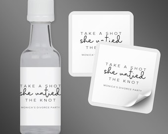 Take a Shot She Untied the Knot Shooter Labels | Divorce Party Favors | Divorce Party Decorations | Mini Liquor Bottle Labels