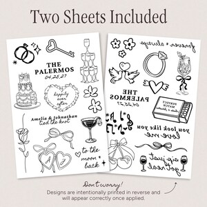 Modern Wedding Temporary Tattoo Sheets | Trendy Wedding Favors