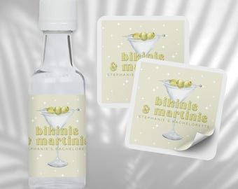 Bikinis und Martinis Mini Schnapsflaschenetiketten | Bikinis & Martinis Bachelorette Gefälligkeiten | Bikinis und Martinis Gastgeschenke