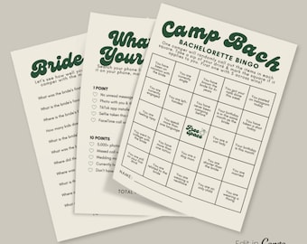 Camp Bach Bachelorette Party Games | Cabin Bachelorette Party Games | Games for Bachelorette Party | Printable Bachelorette Party Games