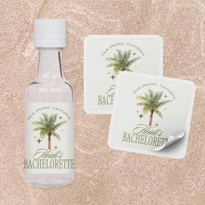 Palm Tree Bachelorette Shot Labels | Beach Bachelorette Favors | Mexico Bachelorette Decorations | Mini Liquor Labels