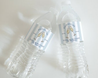 Etiquetas para botellas de agua de despedida de soltera de Last Toast on the Coast / Recuerdos de despedida de soltera de Coastal / Decoración de despedida de soltera de Toast on the Coast (8" x 1.9")