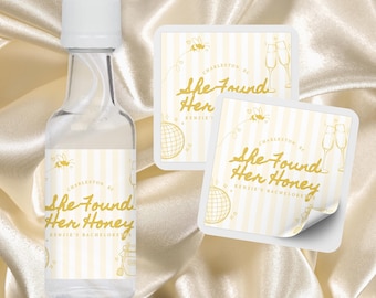 She Found Her Honey Bachelorette Mini Liquor Bottle Labels | Honey Theme Bachelorette Favors | Meant to Bee Bachelorette Party Decorations