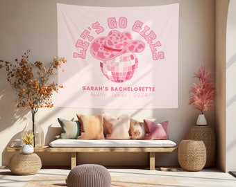 Let's Go Girls Bachelorette Party Banner | Decorações de despedida de solteira de vaqueira discoteca | Despedida de solteira em Nashville | Banner de despedida de solteira (80" x 68")