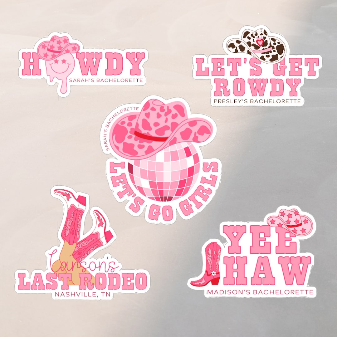 Pegatinas para despedida de soltera con temática de vaquera disco