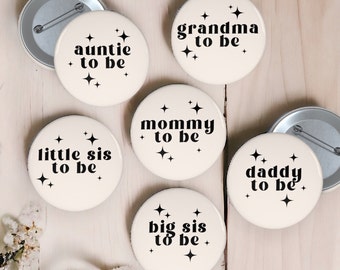Neutral Baby Shower Buttons | Boho Baby Shower Party Favors | Neutral Gender Reveal | Pregnancy Announcement Pins | (Sold Individually)