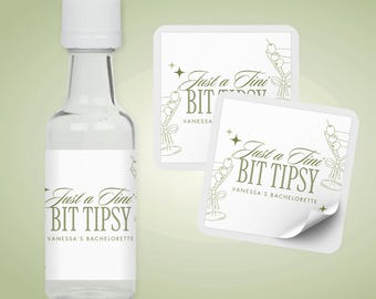 Just a Tini Bit Tipsy Bachelorette Mini Liquor Bottle Labels | Dirty Martini Bachelorette Favors | Dirty Martini Birthday Favors