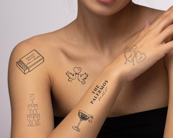 Custom Wedding Temporary Tattoos | Modern Wedding Flash Tattoos | Wedding Tattoo Station | Temporary Tattoos for Wedding
