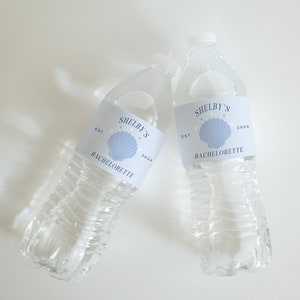 Seashell Bachelorette Water Bottle Labels | Beach Bachelorette Favors | Beach Bachelorette Decor (8&quot;x1.9&quot;)