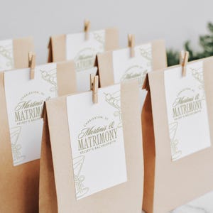 Martinis and Matrimony Bachelorette Gift Tags | Dirty Martini Bachelorette Favors | Martini Themed Bachelorette Decor