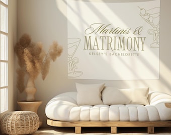 Martinis and Matrimony Bachelorette Banner | Martini Theme Bachelorette Decor | Dirty Martini Bachelorette Decorations