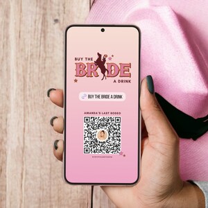 Koop de bruid een drankje-sjabloon | Laatste Rodeo vrijgezellenfeest Venmo kaart | Cowgirl vrijgezellenfeest decor