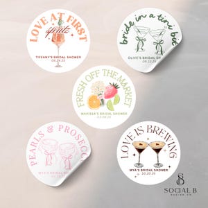 Custom Bridal Shower Stickers | Personalized Bridal Shower Favors | Bridal Brunch Favors