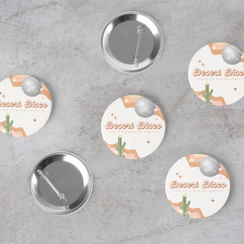 Desert Disco Bachelorette Party Pins | Desert Disco Bachelorette Party Favors