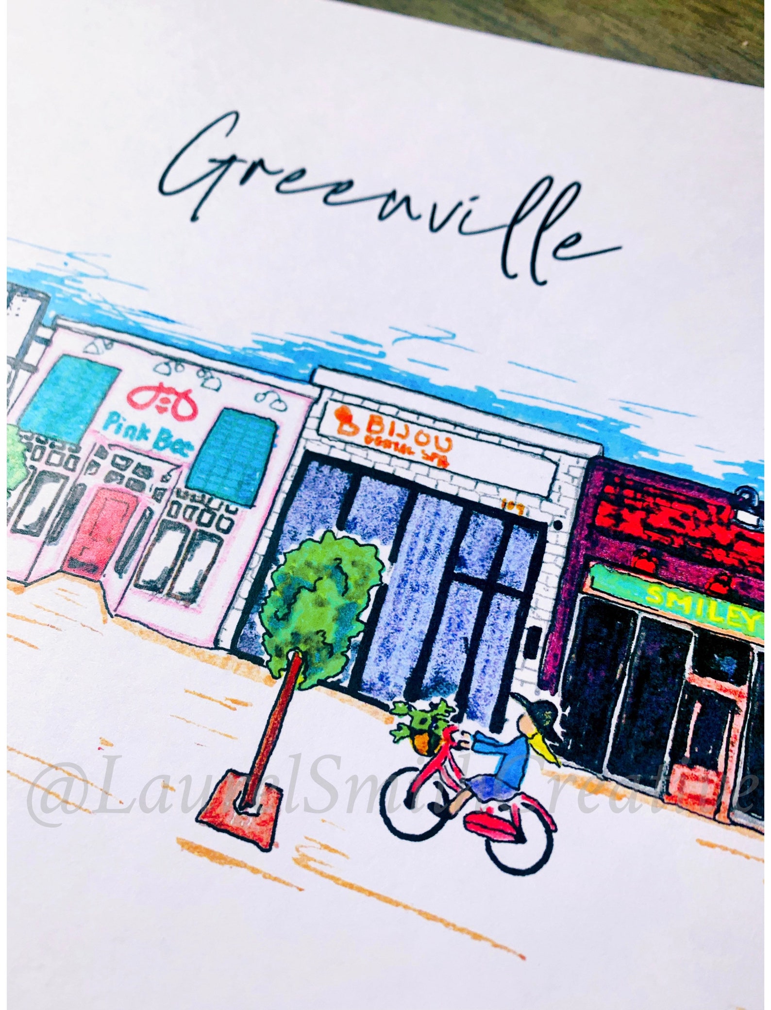 Greenville South Carolina Art Print Downtown West End Shops Etsy