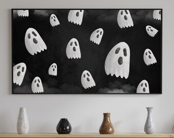 Samsung Frame TV Art, Halloween Art, Ghost Art, Watercolor Ghosts, LG TV Art, Digital Download, Instant Download, Downloadable Art, Fall Art