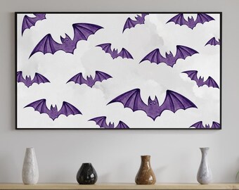 Halloween Samsung Frame TV Art Print, Bat Art, Watercolor Bats, Minimal Halloween Art, Fall Frame TV Art, Digital Download, Instant Download