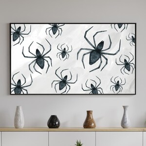 Halloween Samsung Frame TV Art Print, Spider Art, Watercolor Spiders, Minimal Halloween Art, Fall Frame TV Art, Digital Download