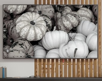 Thanksgiving Dinner Frame TV Art, Samsung Fall Frame TV, Minimal Fall Frame TV Art, Pumpkins, Thanksgiving, Black and White Pumpkin Art