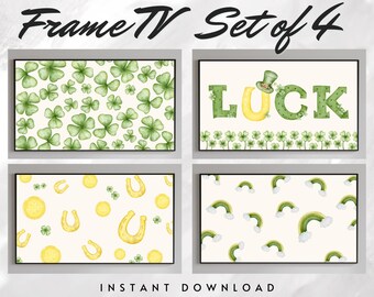 St. Patrick's Day Frame TV Art Set of 4 Samsung, Cute St Patricks Art, Watercolor Art, Digital Download, Instant Download
