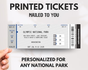 Custom National Park Tickets, Personalized Park Tickets, Printed Physical Park Ticket, Real Park Ticket, Classic Park Ticket