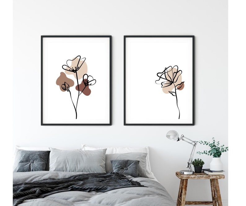 Set of 2 Abstract Wall Art Print Sets Minimalist Art Wall Etsy