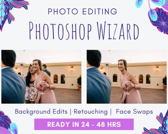 Photo Editing Services - Photoshop, Background Removal, Edit Background, Remove People, Touch up, Basic Edits, Face Swap, Photoshop Wizard
