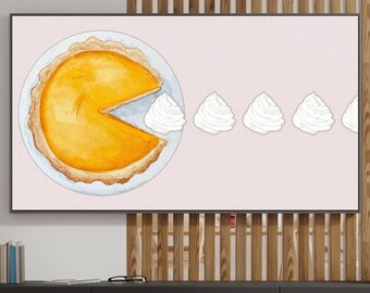 Cute Thanksgiving Frame TV Art, Pac Man Pumpkin Pie Art, Thanksgiving Frame TV Art, Digital Art TV Download, Instant Frame Tv Download