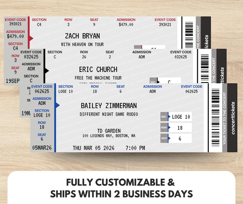 Custom Concert Tickets with Photo, Personalized Concert Tickets, Printed Physical Concert Ticket, Real Concert Ticket Classic Concert Ticket image 8
