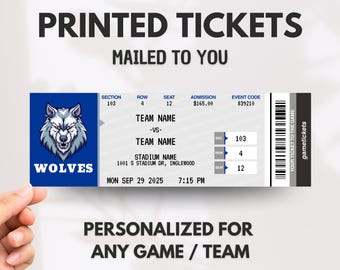 Custom Game Tickets, Personalized Sports Game Tickets, Printed Physical Baseball Ticket, Real Football Ticket, Classic Basketball Ticket