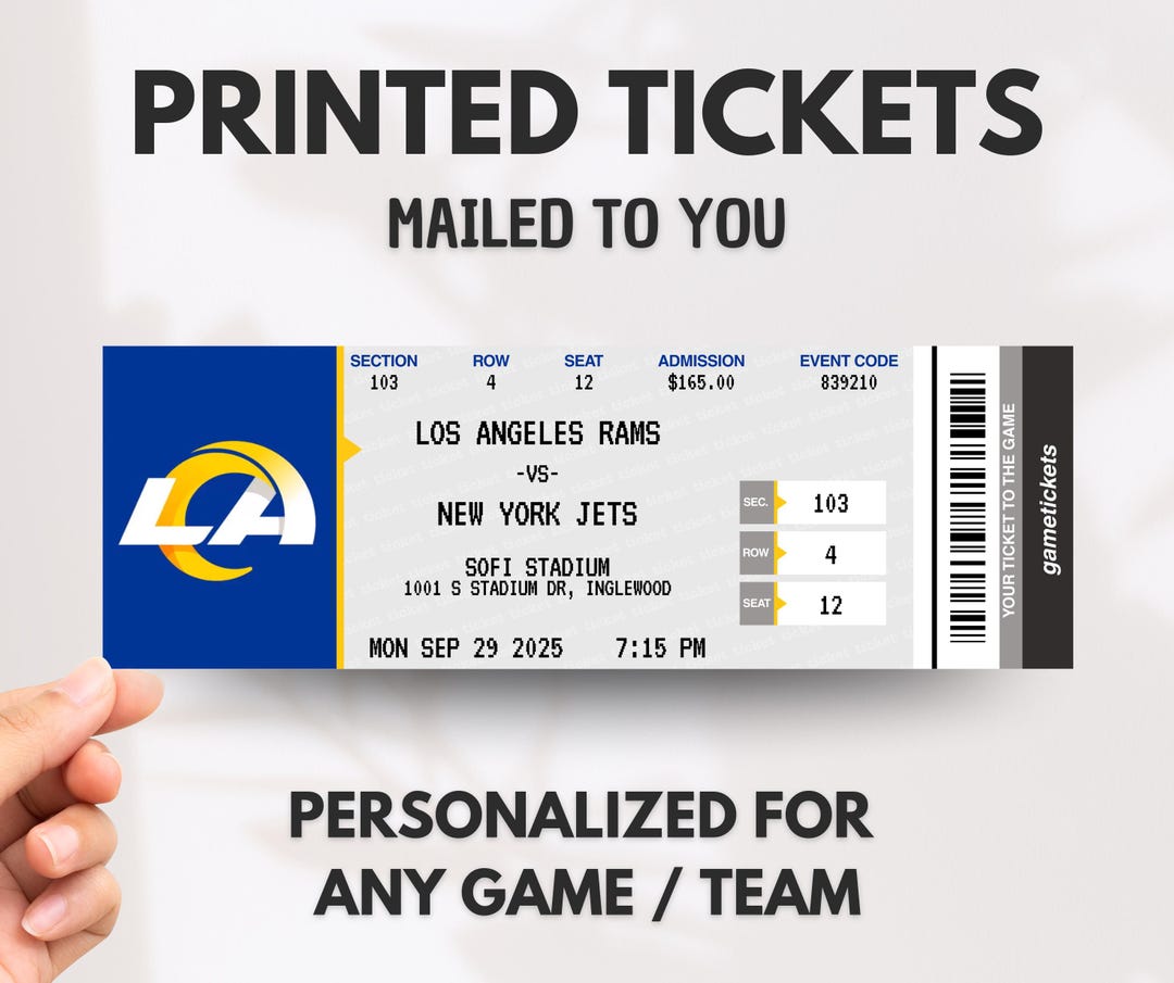 Los Angeles Rams Game Tickets, Custom Rams Game Tickets, Printed ...