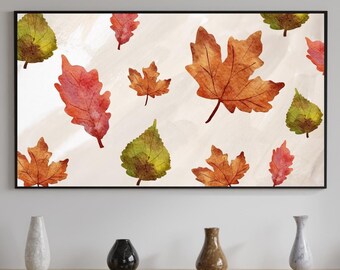 Samsung Thanksgiving Cute Frame TV Art, Cute Thanksgiving Art, Watercolor Fall Leaves, Fall Frame TV Art, Digital Download, Instant Download