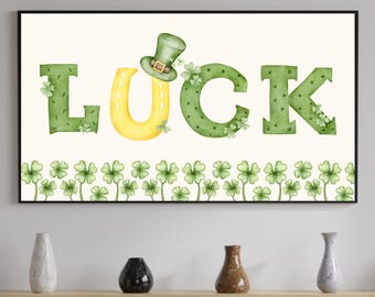 St. Patrick's Day Frame TV Luck Art Samsung, Cute St Patricks Art, Watercolor Art, Digital Download, Instant Download