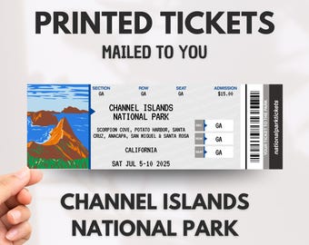 Custom Channel Islands National Park Tickets, Personalized Channel Islands Park Ticket, Printed Physical Park Ticket, California Park Ticket