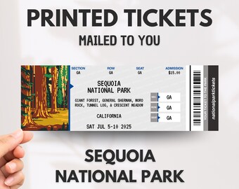 Custom Sequoia National Park Tickets, Personalized Sequoia Park Tickets, Printed Physical Park Ticket, California Park Ticket, Real Ticket