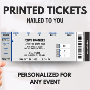 Personalized Concert Tickets, Custom Concert Tickets, Printed Physical Concert Ticket, Real Concert Ticket, Classic Concert Tickets