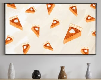 Thanksgiving Frame TV Pumpkin Pie Art Samsung, Cute Thanksgiving Art, Pie Art, Fall Frame TV Art, Digital Download, Instant Download