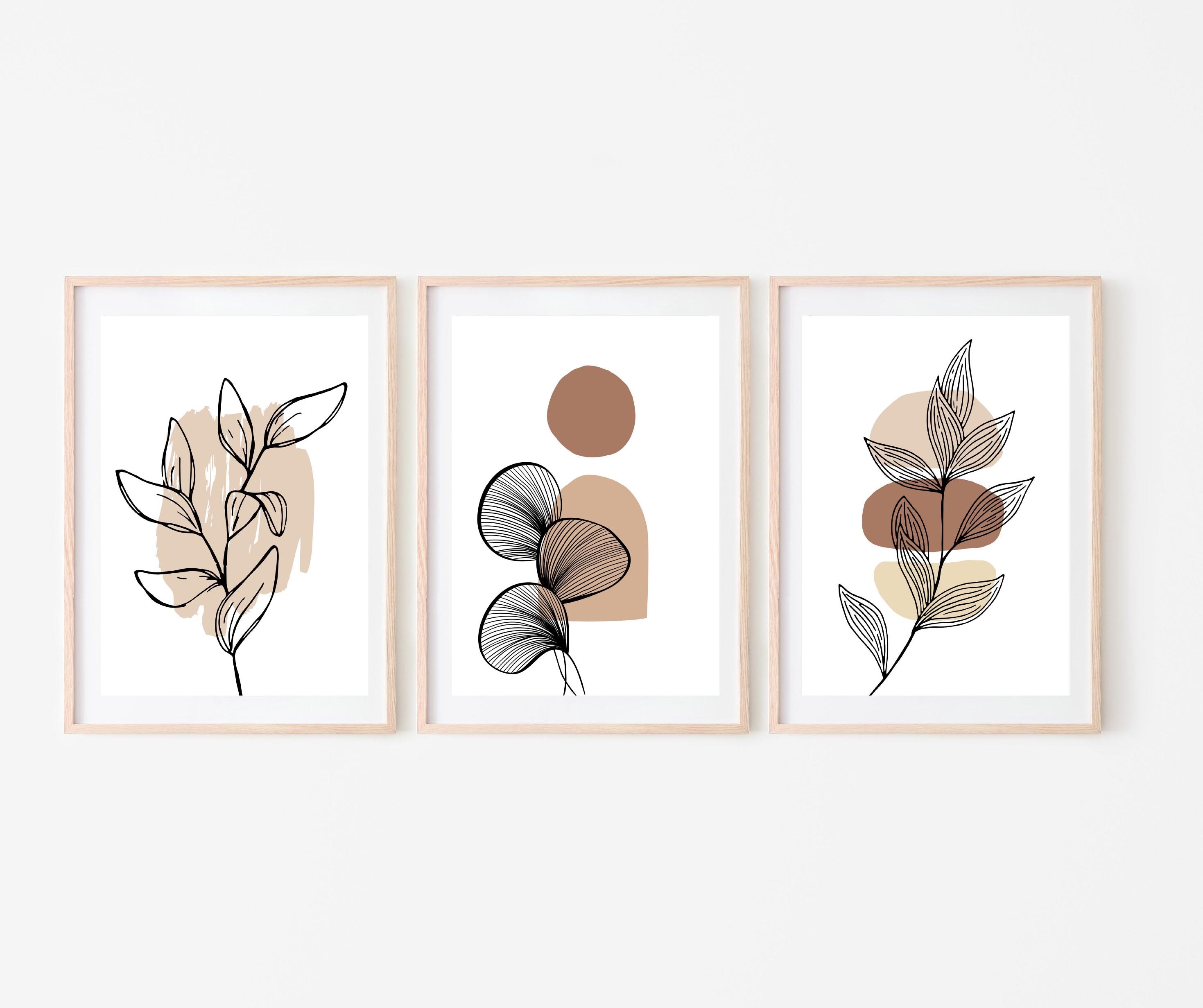 Set of 3 Abstract Wall Art Print Sets Minimalist Art Wall Etsy