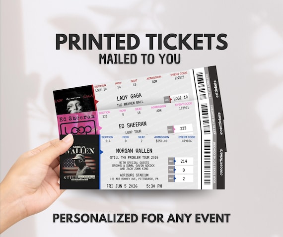 Custom Concert Tickets with Photo, Personalized Concert Tickets, Printed Physical Concert Ticket, Real Concert Ticket Classic Concert Ticket