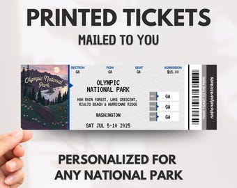 Custom National Park Tickets with Photo, Personalized Park Tickets, Printed Physical Park Ticket, Real Park Ticket, Classic Park Ticket
