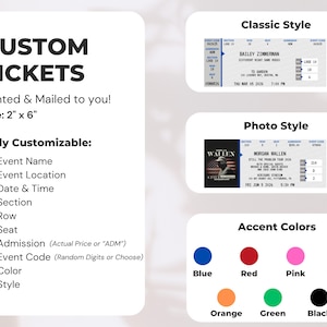 Custom Concert Tickets with Photo, Personalized Concert Tickets, Printed Physical Concert Ticket, Real Concert Ticket Classic Concert Ticket image 6