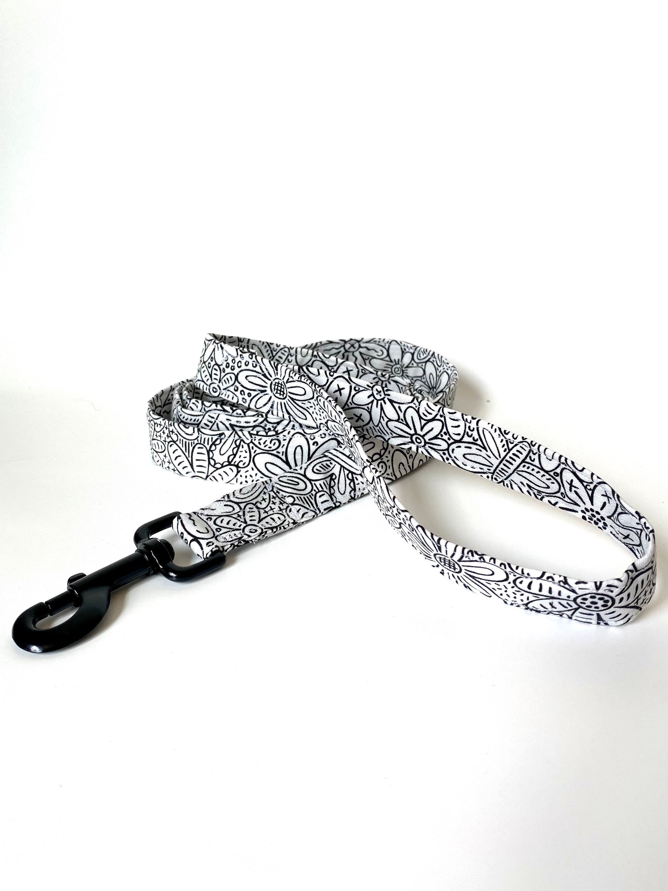 5 Dog Leash Black and White Floral Etsy