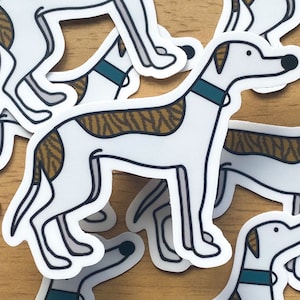 Greyhound Stickers | White and Brindle Houndie