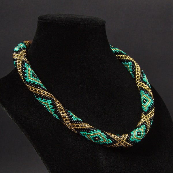 Handmade Necklace Crochet beads. Toho beads