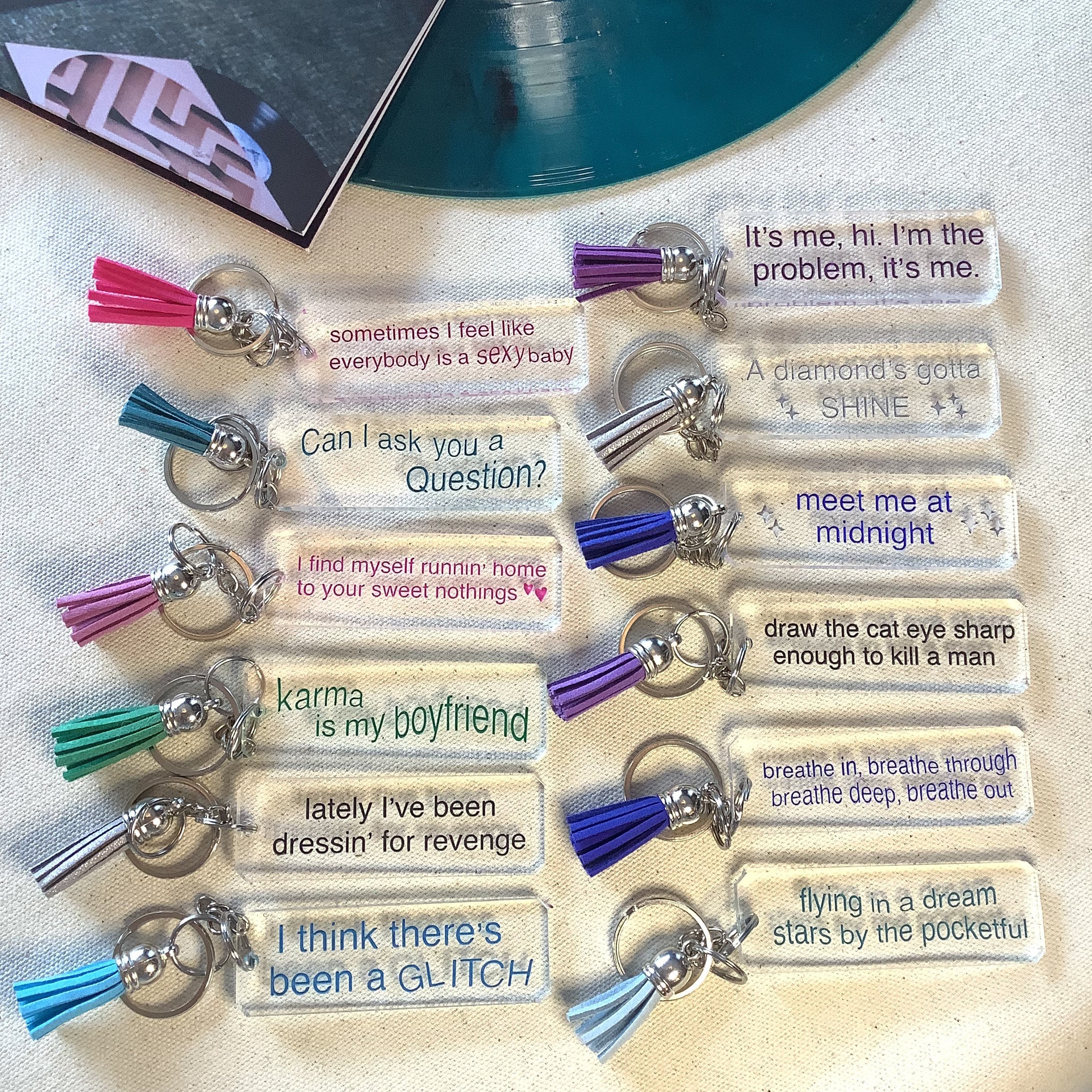 Taylor Swift Folklore and Evermore Keychains, Taylors Version, Trilogy,  Eras 