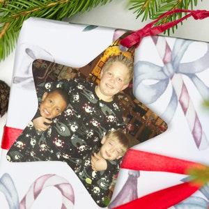 Custom Photo, Personalized, Wooden Christmas Star Ornament, Keepsake Gift Tag, Photo Keepsake Ornament, Family Photo Gift, Christmas Pic