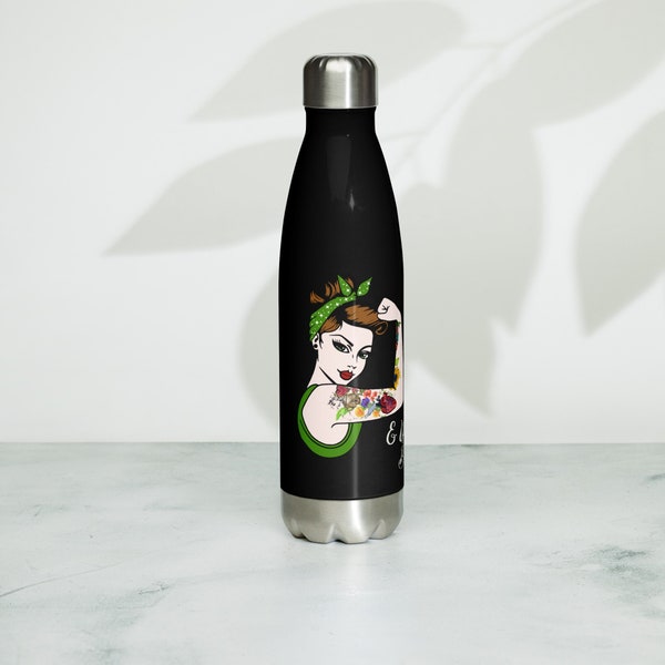 Unapologetically Badass Stainless Steel Insulated Water Bottle, Vacuum Sealed Water Bottle, Insulated, Flask, Girl Power, Rosie The Riveter